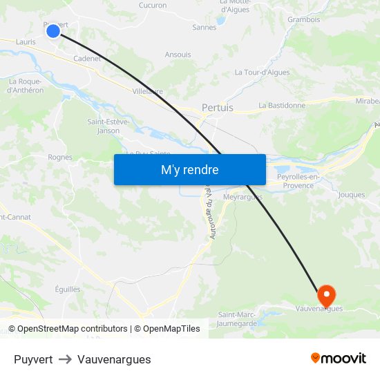 Puyvert to Vauvenargues map