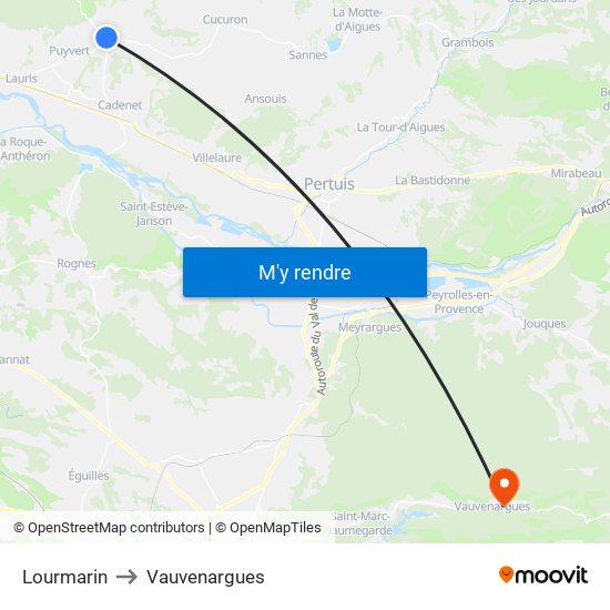 Lourmarin to Vauvenargues map