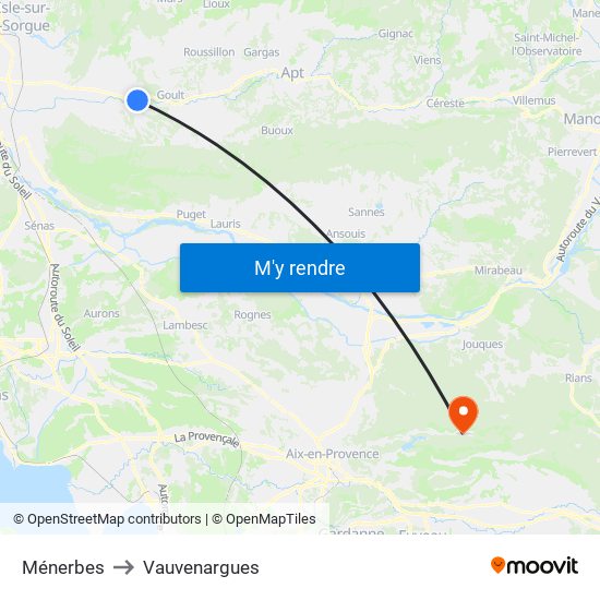 Ménerbes to Vauvenargues map