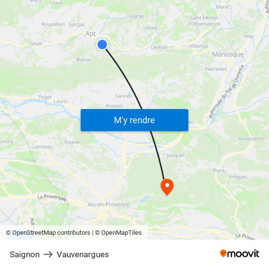Saignon to Vauvenargues map