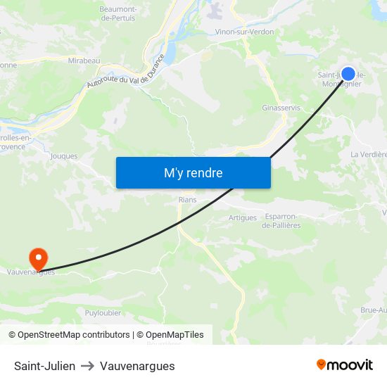 Saint-Julien to Vauvenargues map
