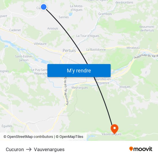 Cucuron to Vauvenargues map