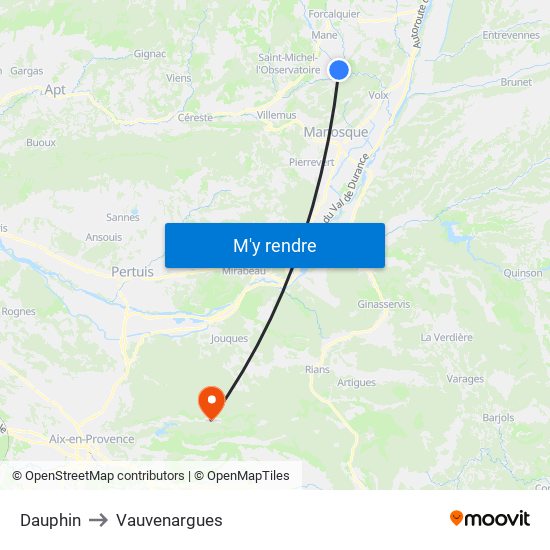 Dauphin to Vauvenargues map