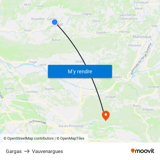 Gargas to Vauvenargues map