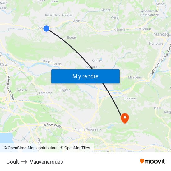 Goult to Vauvenargues map
