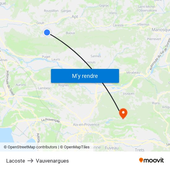 Lacoste to Vauvenargues map