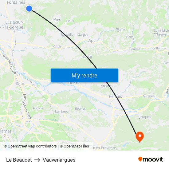 Le Beaucet to Vauvenargues map