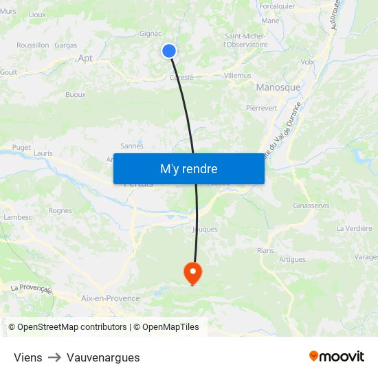 Viens to Vauvenargues map