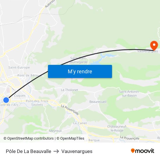 Pôle De La Beauvalle to Vauvenargues map