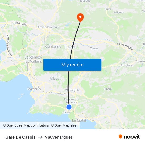 Gare De Cassis to Vauvenargues map