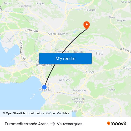 Euroméditerranée Arenc to Vauvenargues map