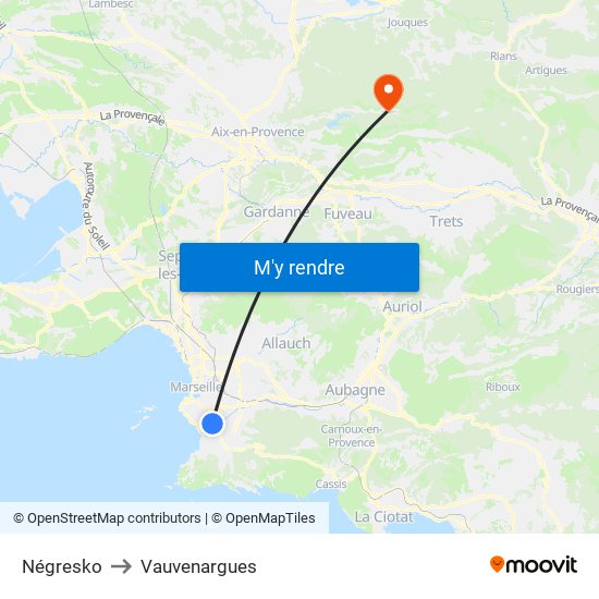 Négresko to Vauvenargues map