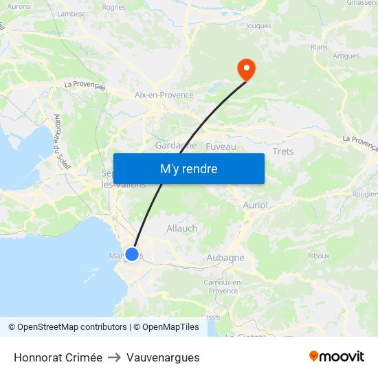 Honnorat Crimée to Vauvenargues map