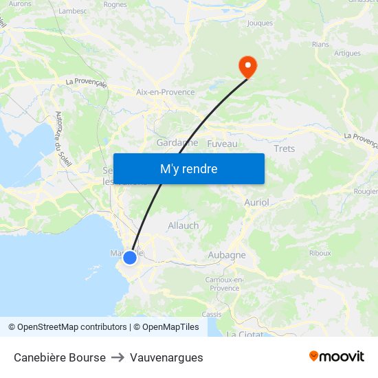Canebière Bourse to Vauvenargues map