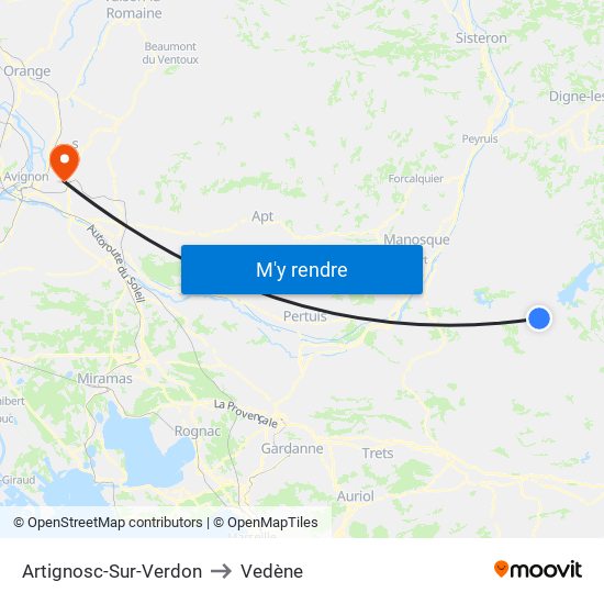 Artignosc-Sur-Verdon to Vedène map