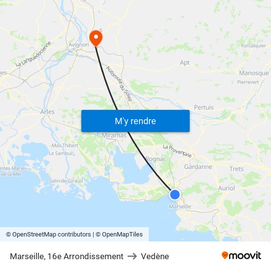 Marseille, 16e Arrondissement to Vedène map