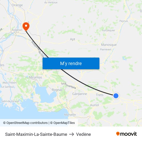 Saint-Maximin-La-Sainte-Baume to Vedène map