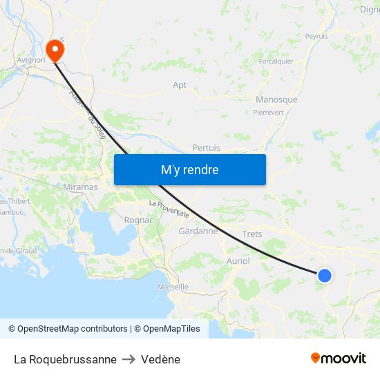 La Roquebrussanne to Vedène map
