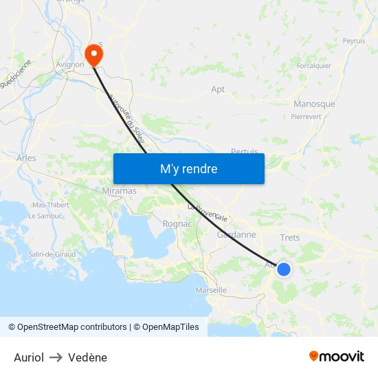 Auriol to Vedène map