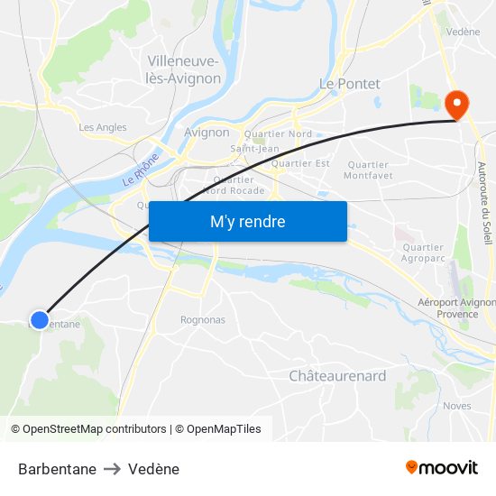 Barbentane to Vedène map