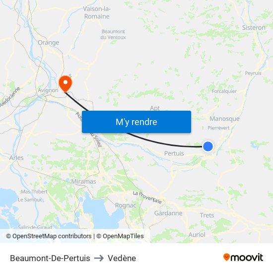 Beaumont-De-Pertuis to Vedène map