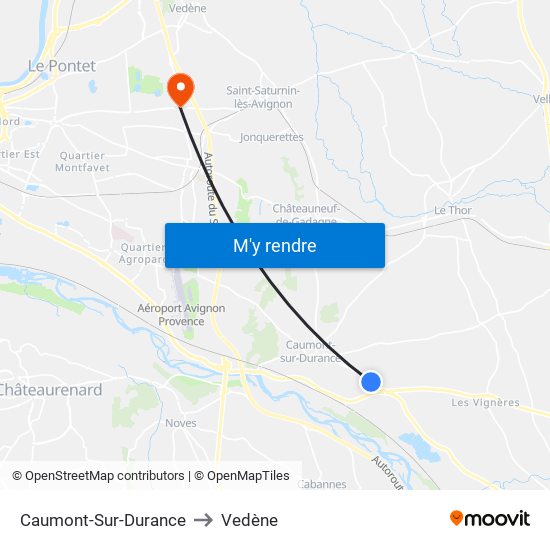 Caumont-Sur-Durance to Vedène map