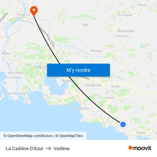 La Cadière-D'Azur to Vedène map