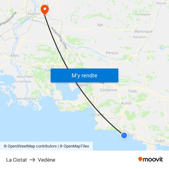 La Ciotat to Vedène map