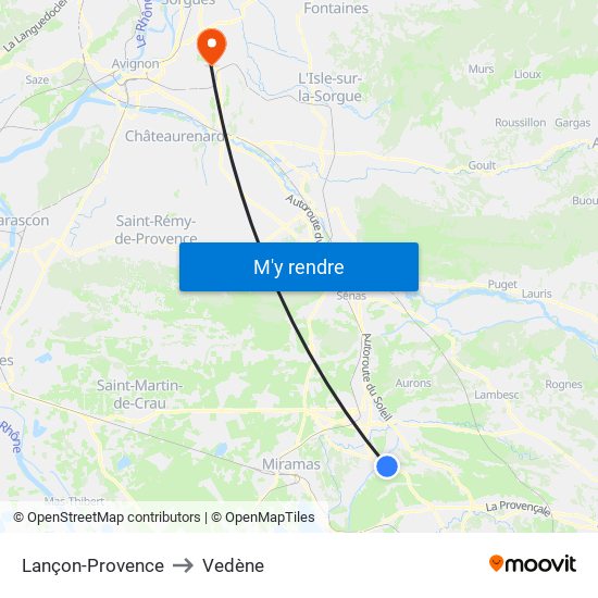 Lançon-Provence to Vedène map