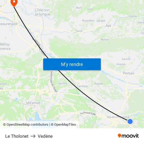 Le Tholonet to Vedène map