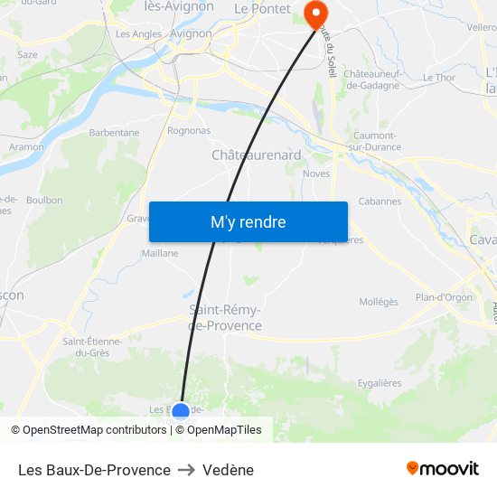 Les Baux-De-Provence to Vedène map