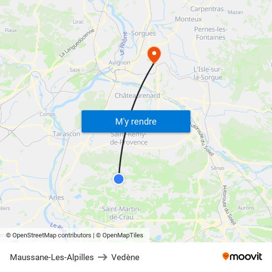 Maussane-Les-Alpilles to Vedène map
