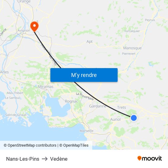 Nans-Les-Pins to Vedène map