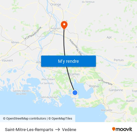 Saint-Mitre-Les-Remparts to Vedène map