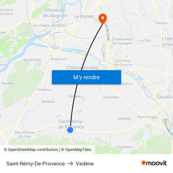 Saint-Rémy-De-Provence to Vedène map