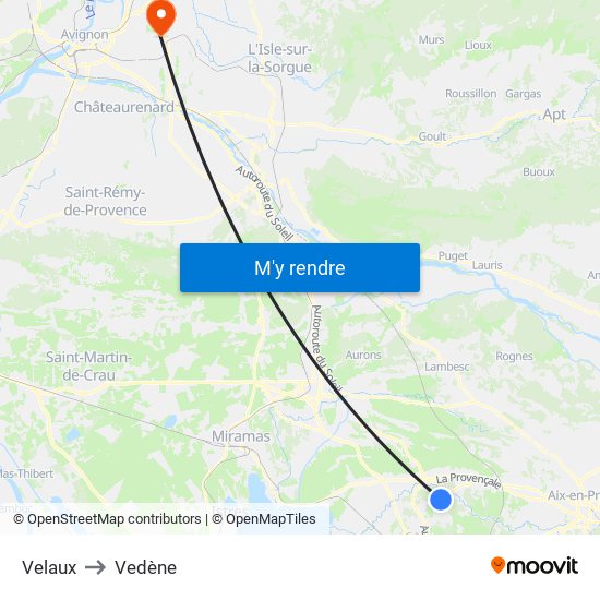 Velaux to Vedène map