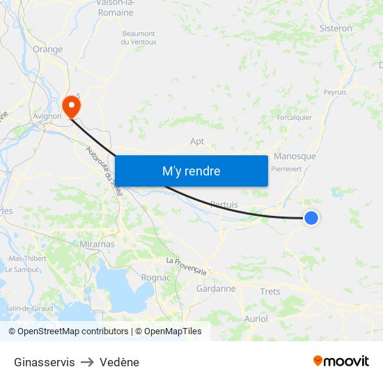 Ginasservis to Vedène map