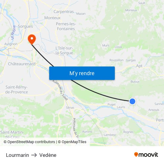 Lourmarin to Vedène map