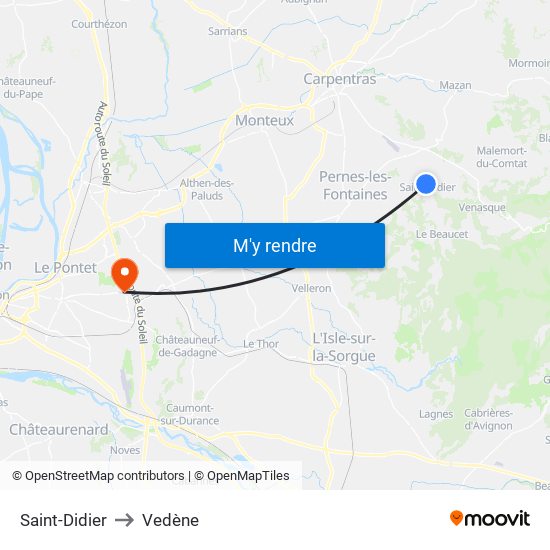Saint-Didier to Vedène map