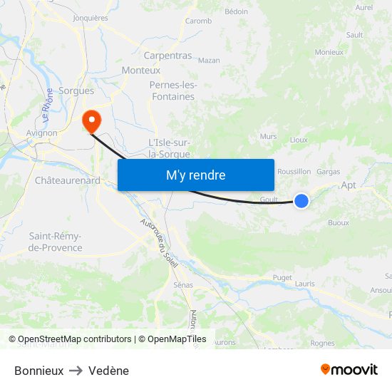 Bonnieux to Vedène map