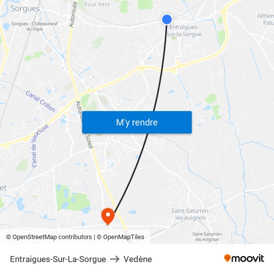 Entraigues-Sur-La-Sorgue to Vedène map
