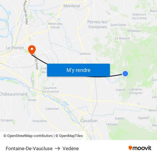 Fontaine-De-Vaucluse to Vedène map