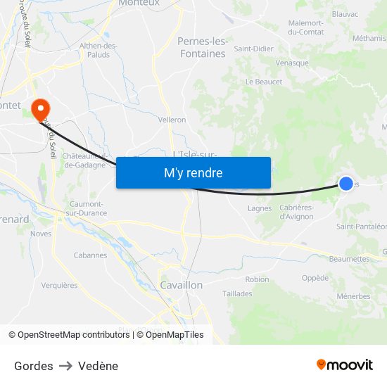Gordes to Vedène map