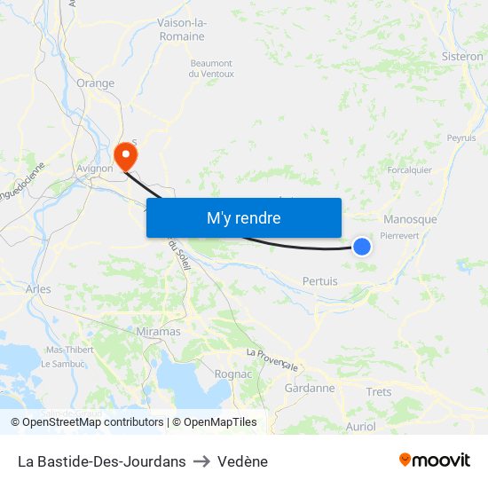 La Bastide-Des-Jourdans to Vedène map