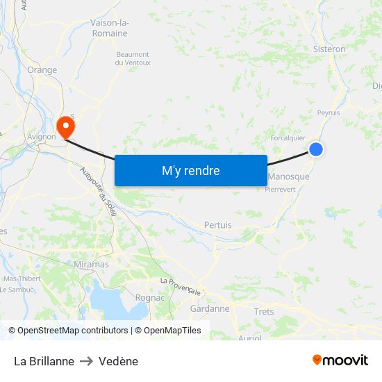 La Brillanne to Vedène map