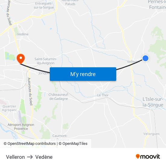 Velleron to Vedène map