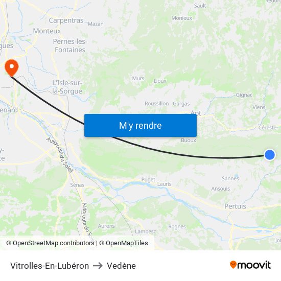 Vitrolles-En-Lubéron to Vedène map