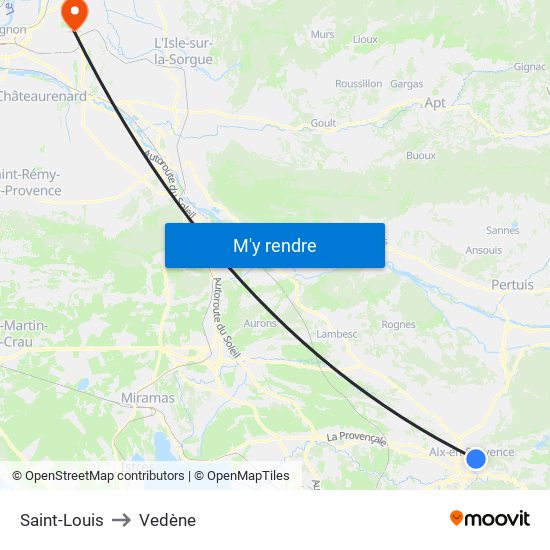 Saint-Louis to Vedène map