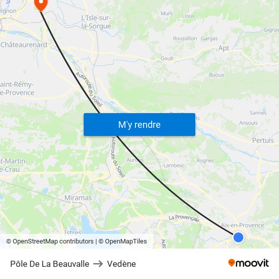 Pôle De La Beauvalle to Vedène map