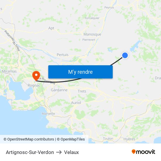 Artignosc-Sur-Verdon to Velaux map